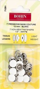 Boutons pression sans couture - 12 mm - Blanc - BOHIN 71281